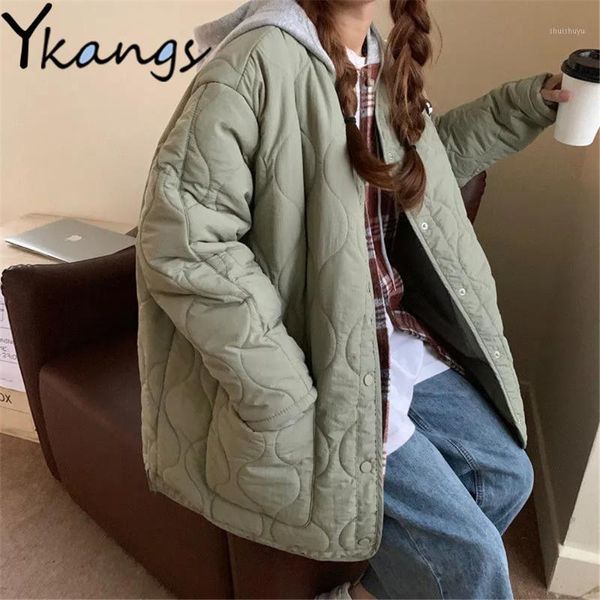 

women's down & parkas harajuku simple bread cotton loose clothing 2021 winter mujer coat solid korean elegant design student warm casua, Black