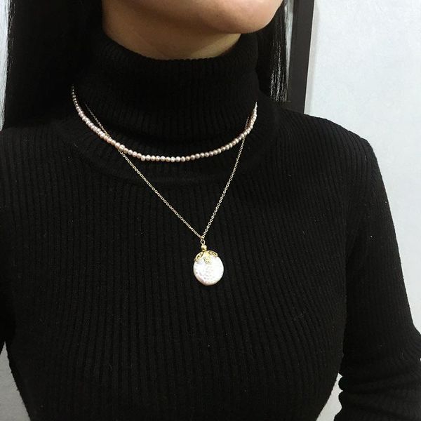 

women natural baroque pearl necklace gold plated chain torque chains, Silver