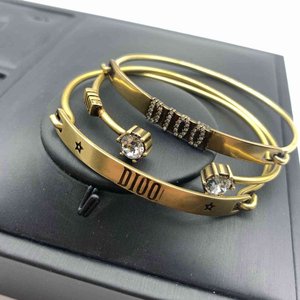 

design jewelry brass letter three piece bracelet for women, Black