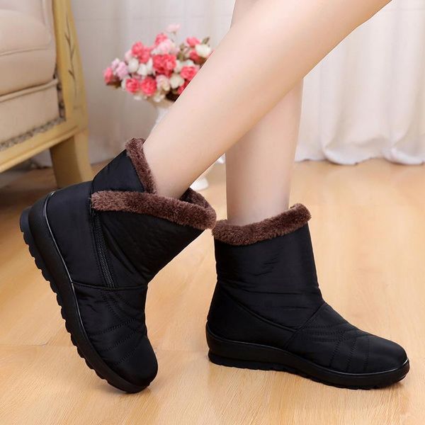 

boots women female shoes woman winter warm boot fashion casual, Black