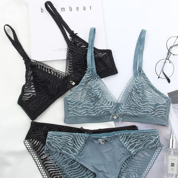 

bras sets women lace lingerie v neck ladies underwear 3/4 cup comfortable female bra & brief set intimates, Red;black