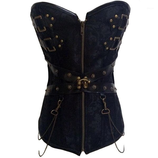 

bustiers & corsets body shaping vintage zipper overbust gothic corselet black front punk vest corset women bustier, Black;white