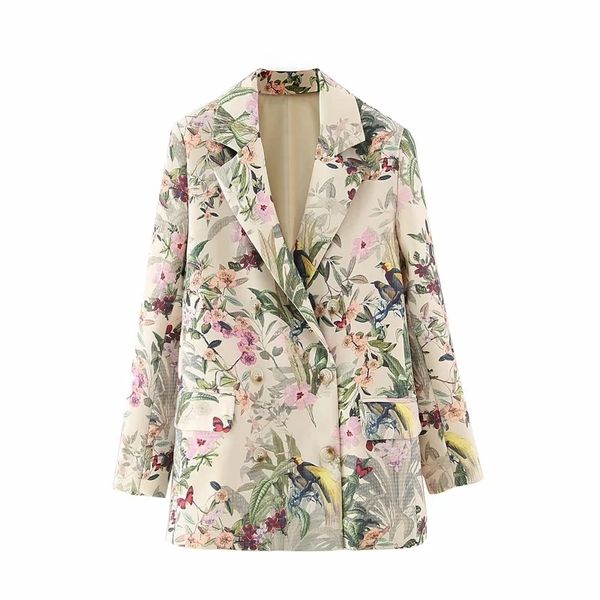 

vintage women elegant floral blazers fashion ladies slim long jackets suit casual female chic jacket suits girls cute 210430, White;black