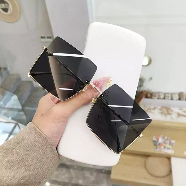 

sunglasses yj7327 oversized ladies brand designer metal rectangular glasses 2021 male and female driving sunshade, White;black