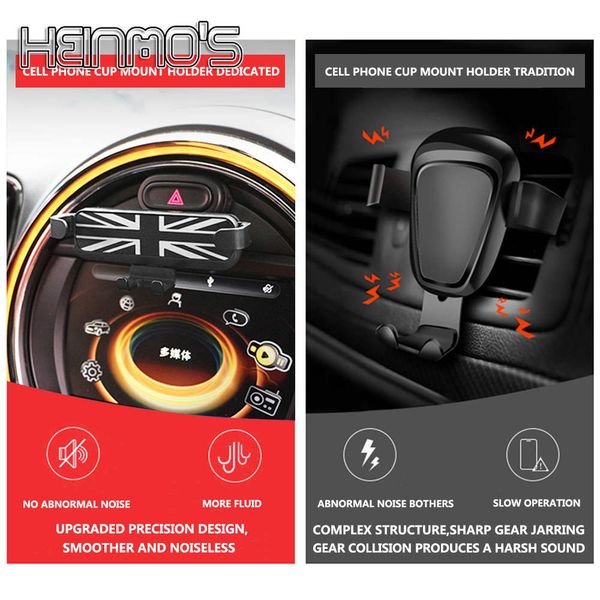 Para mini cooper countryman acessórios clubman f54 f55 f56 f57 f60 carro gps suporte do telefone móvel jcw cinza união jack186h