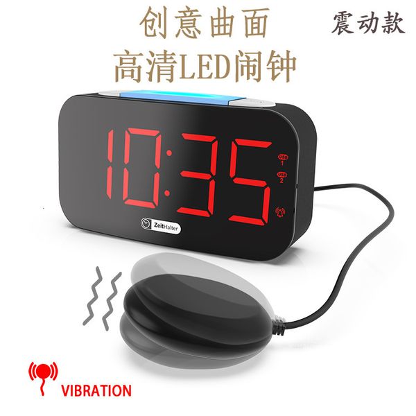 

2021 creative curved led display el with vibrating electronic sleepy alarm clock