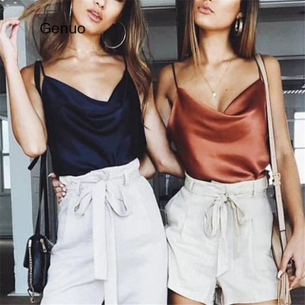 

satin women thin wild solid camis vest tank female 2021 summer strap basic chiffon sleeveless y2k camisole women's tanks &, White