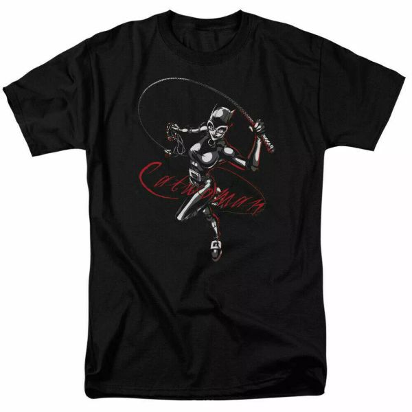 

catwomen kitten with a whip t shirt licensed comic book tee black, White;black