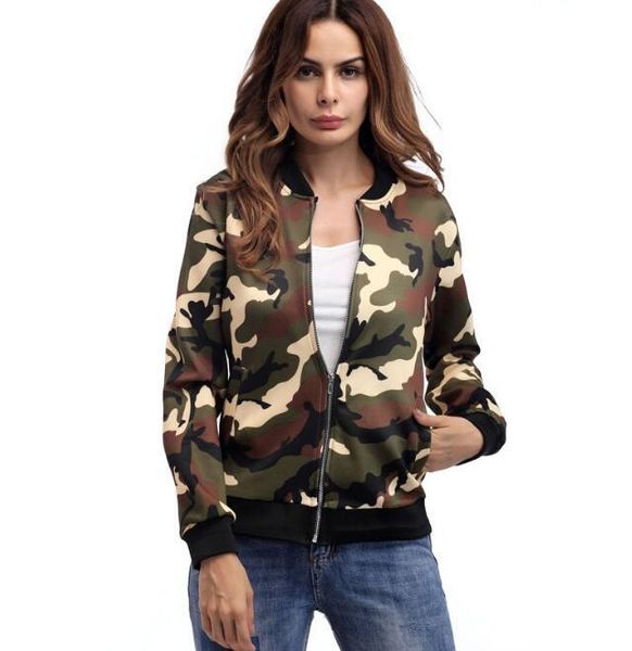 

women's jackets 2021 spring and autumn european american camouflage casual jacket fashion loose baseball uniform women, Black;brown