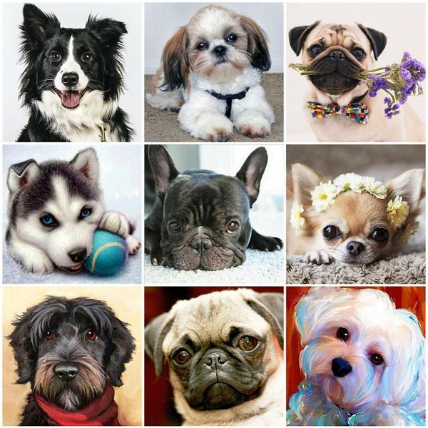 

diamond painting mten 5d diy full drill dog rhinestone kit embroidery animal mosaic christmas gift art