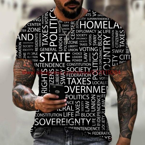 

men's t-shirts 2021 latest design men's street trend t-shirt 3d printing personality graffiti letter symbol pattern short-sleeved f, White;black