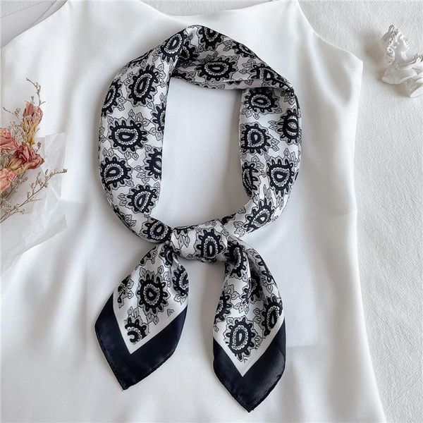 

scarves 2021 square scarf for women print silk shawl neckerchief female headband hair wrap ladies foulard hijab fashion bandana, Blue;gray