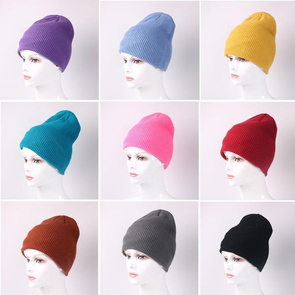 

beanies 18 solid colors cap winter hats skullies knitted stretchy design men melon