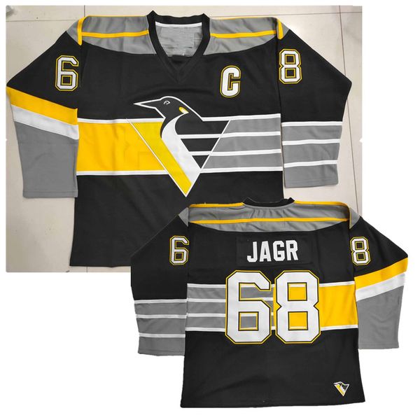 

youth vintage 68 jaromir jagr pittsburgh penguins hockey 66 lemieux black jersey customize any name personality embroidery jerseys s-3xl, Black;red