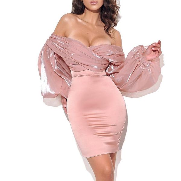 

ocstrade peach off shoulder balloon sleeve party dress 2021 arrival bodycon women summer night club outfits casual dresses, Black;gray