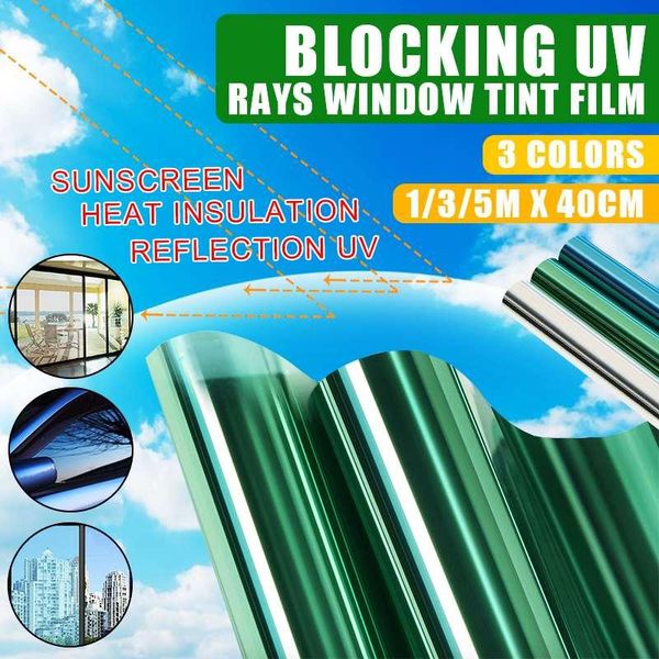 1 3 5m x 40cm Auto Home One Way Spiegel Fenster Glas Gebäude Tönung Film Seite Solar UV Schutz Aufkleber Vorhang Schaber Sunshade248G