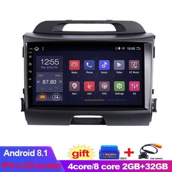 

player 9inch 8 core ips+2.5d android 8.1 2+32g car dvd gps navigation for kia sportage r 2010 to 2013 2014 2021 radio audio stereo