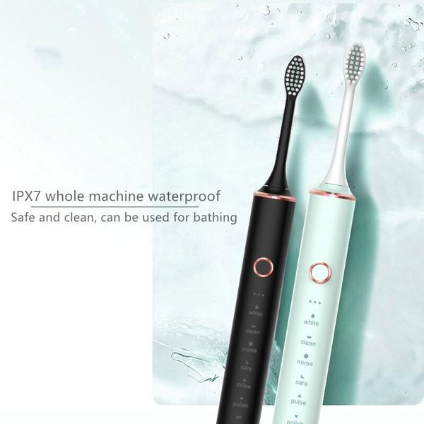 

smart electric toothbrush sonic rechargeable ipx7 waterproof 6-mode travel with 2 brush heads the gift