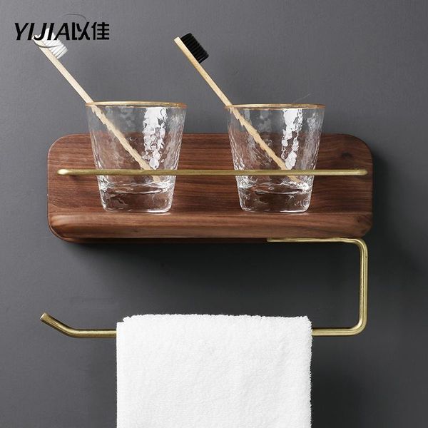 

bathroom shelves multifunction wood and brass kitchen shelf wall hanging condiment storage rack