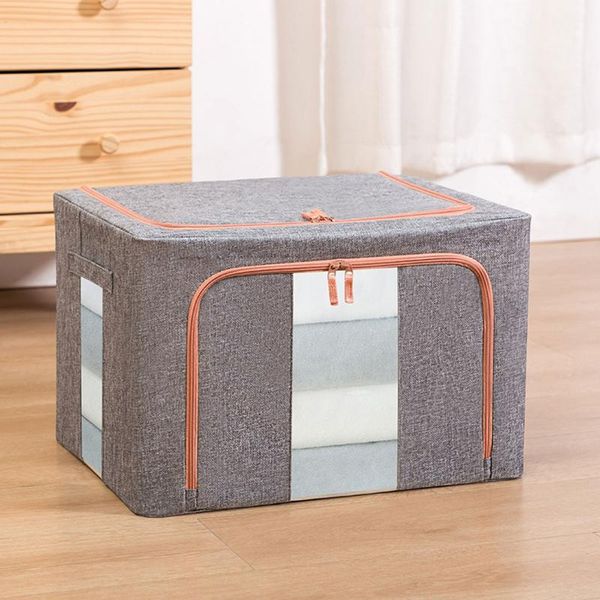 

larg capacitycrushed steel frame storage box clothes quilt foldable organizer home bags underwear toy finishing