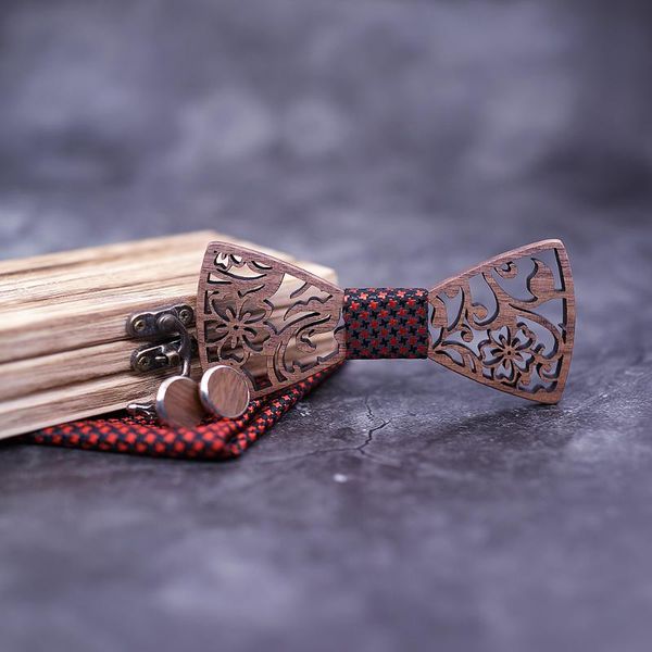 

neck ties mens 4pcs wooden bow tie set men handkerchief wood bowtie cufflinks necktie silk for business wedding party hombre, Blue;purple