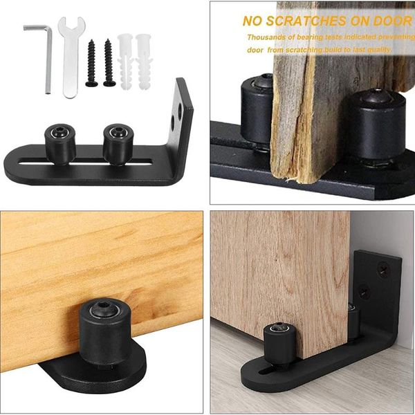 

craft tools black sturdy coated steel sliding barn door bottom adjustable floor ail guide roller locker home hardware accessories