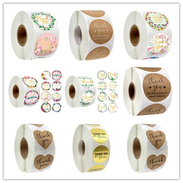 

gift wrap 500pcs/roll 1 inch 2.5cm thank you laber stickers