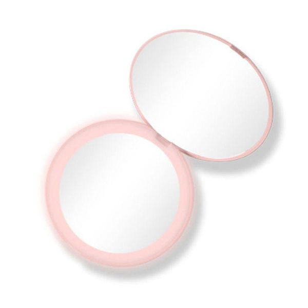 

bathroom storage & organization led lighted mini circular makeup cosmetic mirror foldable 10x magnifying round lighting mirrors compact trav