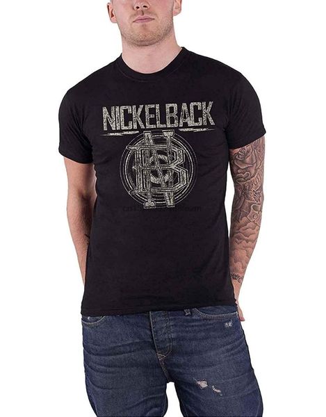 

men's t-shirts nickelback t shirt band logo circle official mens black, White;black