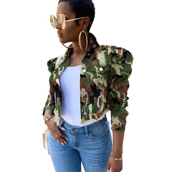 

camouflage short coat women's fashion large wear denim jackets, Black;brown