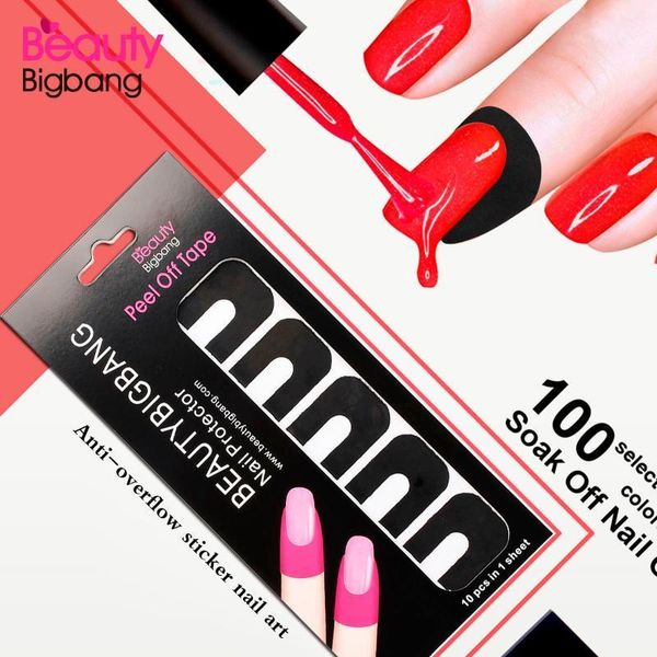 

beautybigbang 1 sheet mixed peel off tape for nail art polish paint u shape protect anti-overflow protector1, Black