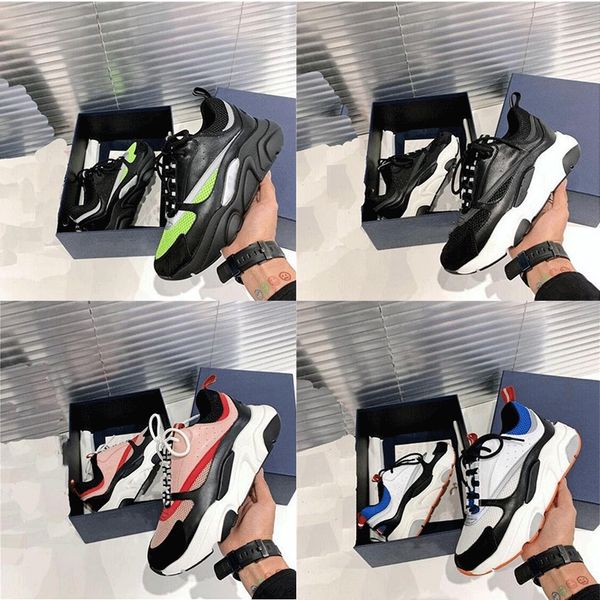 

2021 designer b22 sneaker white leather calfskin casual shoes technical knit women platform sneakers blue grey size 35-46, Black