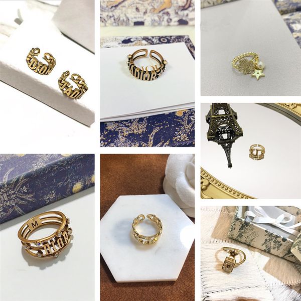 

70% off fashion stars same letter pearl ring, Golden;silver