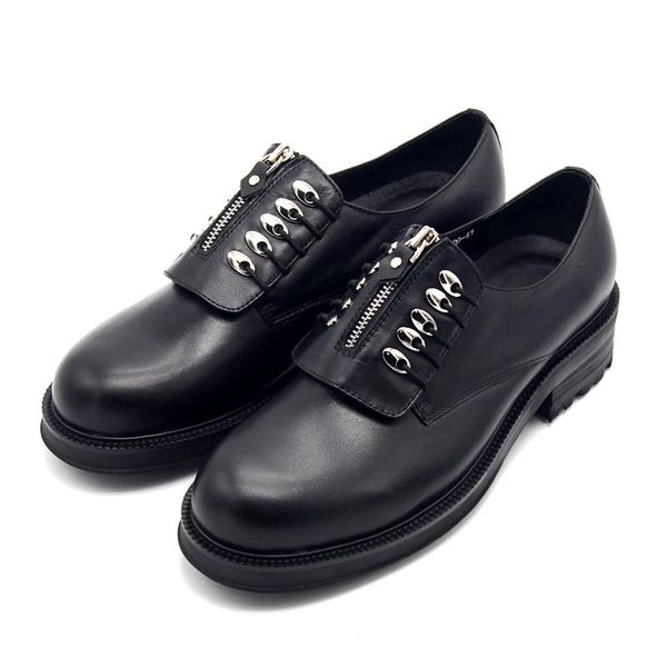 

fashion business shoes black genuine leather formal men's high round toe for men dress