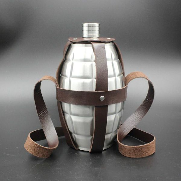 

hip flasks 64oz large capacity spot pattern flask leather holster stainless steel