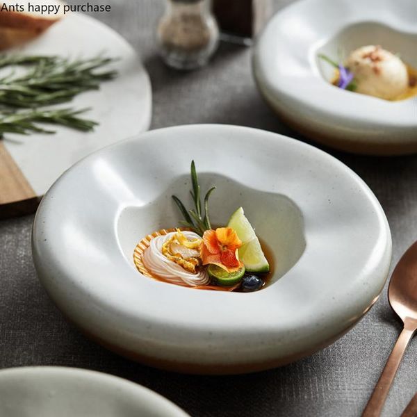 

dishes & plates round ceramic plate dinner restaurant el decorative tableware dish fruit tray salad bowl dessert irregular