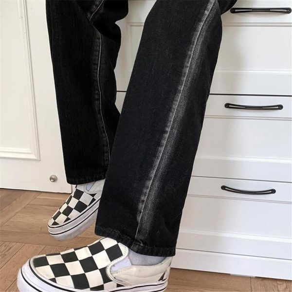 

women's pants & capris fashion solid jeans girl teens retro baggy harajuku summer high street casual hip hop pant streetwear males, Black;white