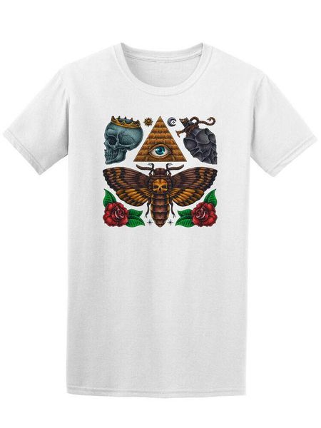 

men's t-shirts sactheme tattoo men humor graphic novelty funny t-shirt, White;black