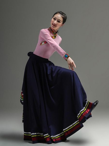 

ethnic clothing tibetan dance performance clothes female stage opening big swing skirt minority adult, Red