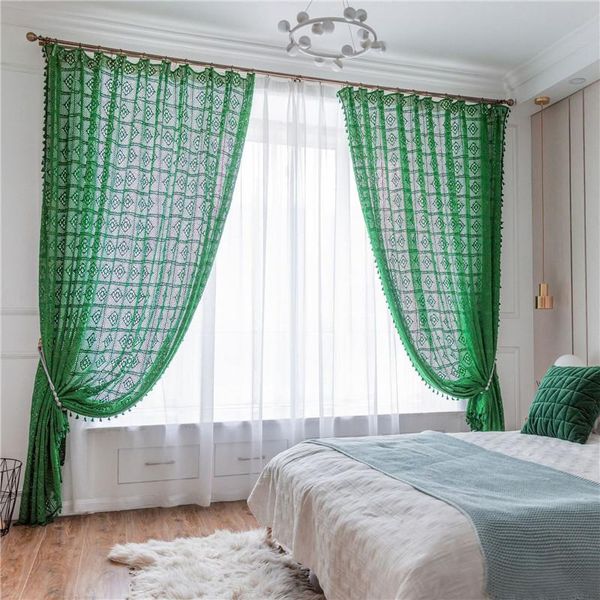 

curtain & drapes curtains window treatment handmade cotton transparent rural floor cute solid jacquard cloth bedroom home-textile