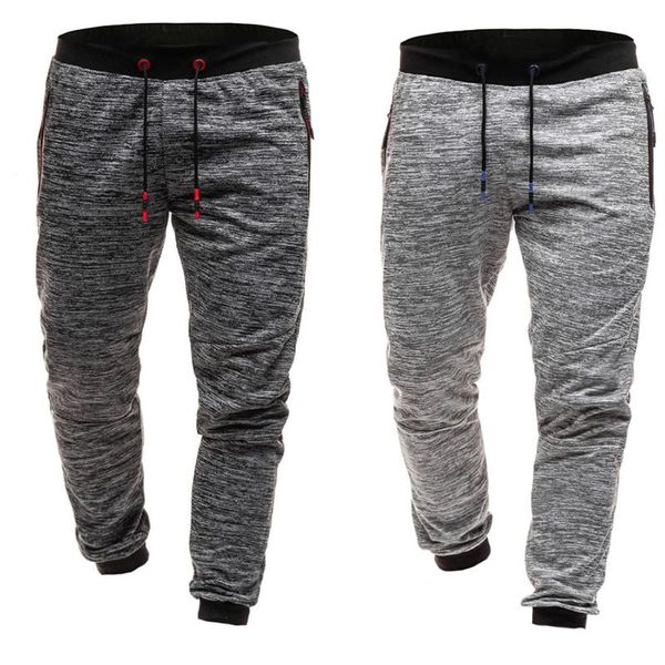 

men's pants trend men casual outwear big pockets solid sweatpants mens joggers, Black