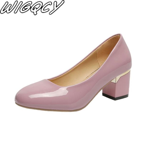 

dress shoes 2021 product patent leather women shallow pointed toe office career high heel summer fashion zapatos de mujer pu, Black
