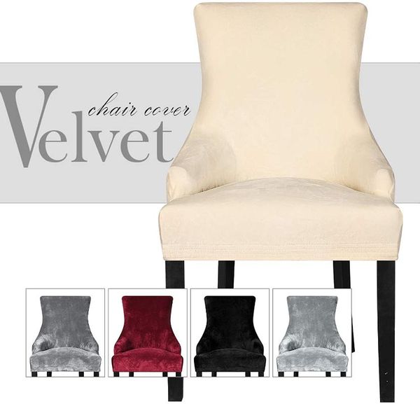 

velvet stretch wingback chair cover slipcover - reusable arm protector for dining room banquet home decor covers