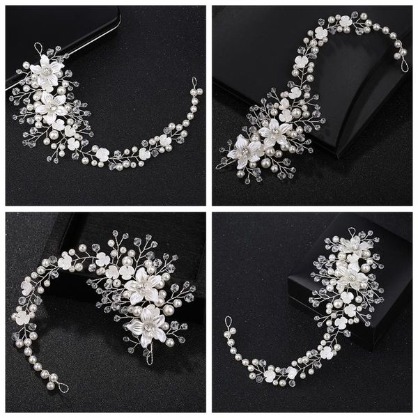 

hair clips & barrettes l93f bride headband pearl floral jewelry women wedding band handmade decoration, Golden;silver
