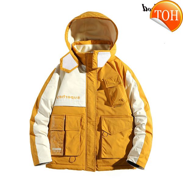 

halacood new fashion men down jacket winter thick warm coat hooded pocket male clothes plus size, Black
