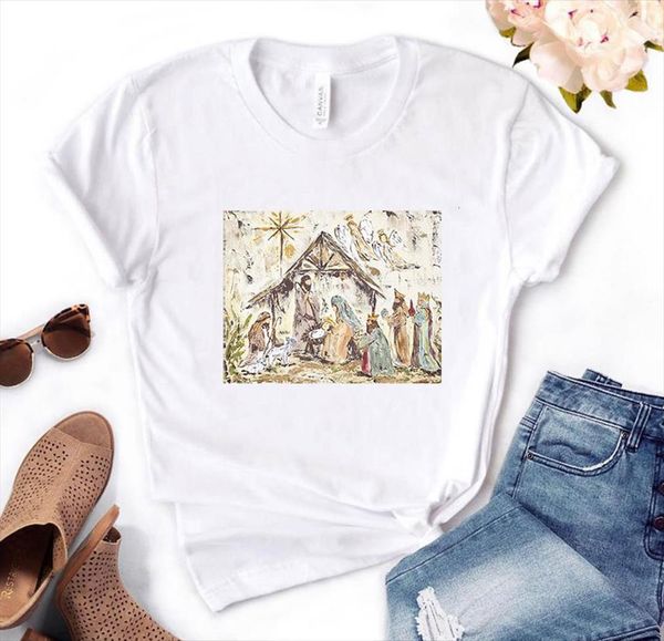 

nativity painting oil print mens and womens women cotton casual funny for lady yong girl tee pm 149, White;black