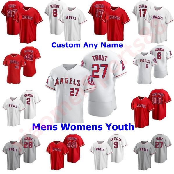 

los angeles 20 21 angels men women kids youth baseball jerseys 6 anthony rendon 27 mike trout 17 shohei ohtani, Blue;black