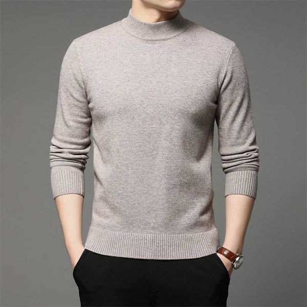 

autumn and winter men turtleneck pullover sweater fashion solid color thick and warm bottoming shirt male brand clothes 211018, White;black
