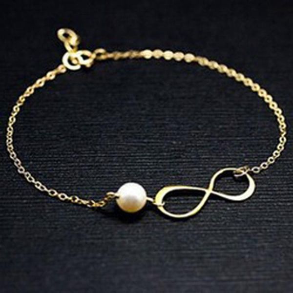 

link, chain 2021 lucky 8 word pearl bracelet bohemian style fashion simple jewelry factory direct sales, Black