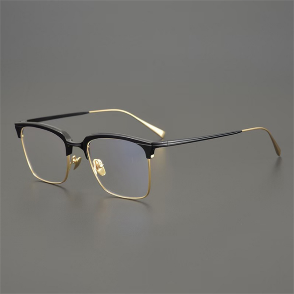 

fashion sunglasses frames business men pure titanium eyeglasses frame vintage optical eyewear ultralight clear lens prescription myopia glas, Black